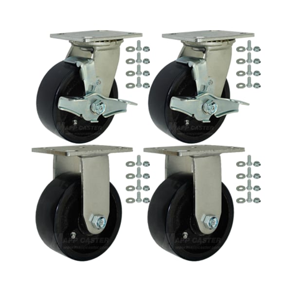 Mapp Caster Tool Box and Job Box Casters, 5 Polyurethane Wheel Casters, 5000# Cap., PK4 146UIRB520-TOOLBOX - main